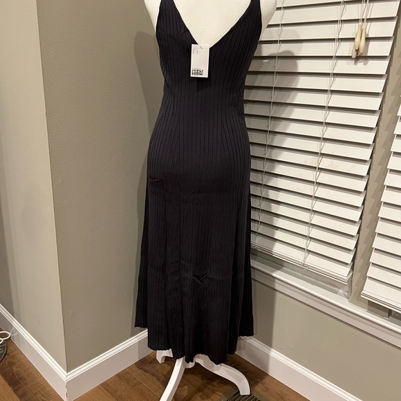 NWT H&M strapless flared navy blue ribbed knit dress S - Picture 3 of 4
